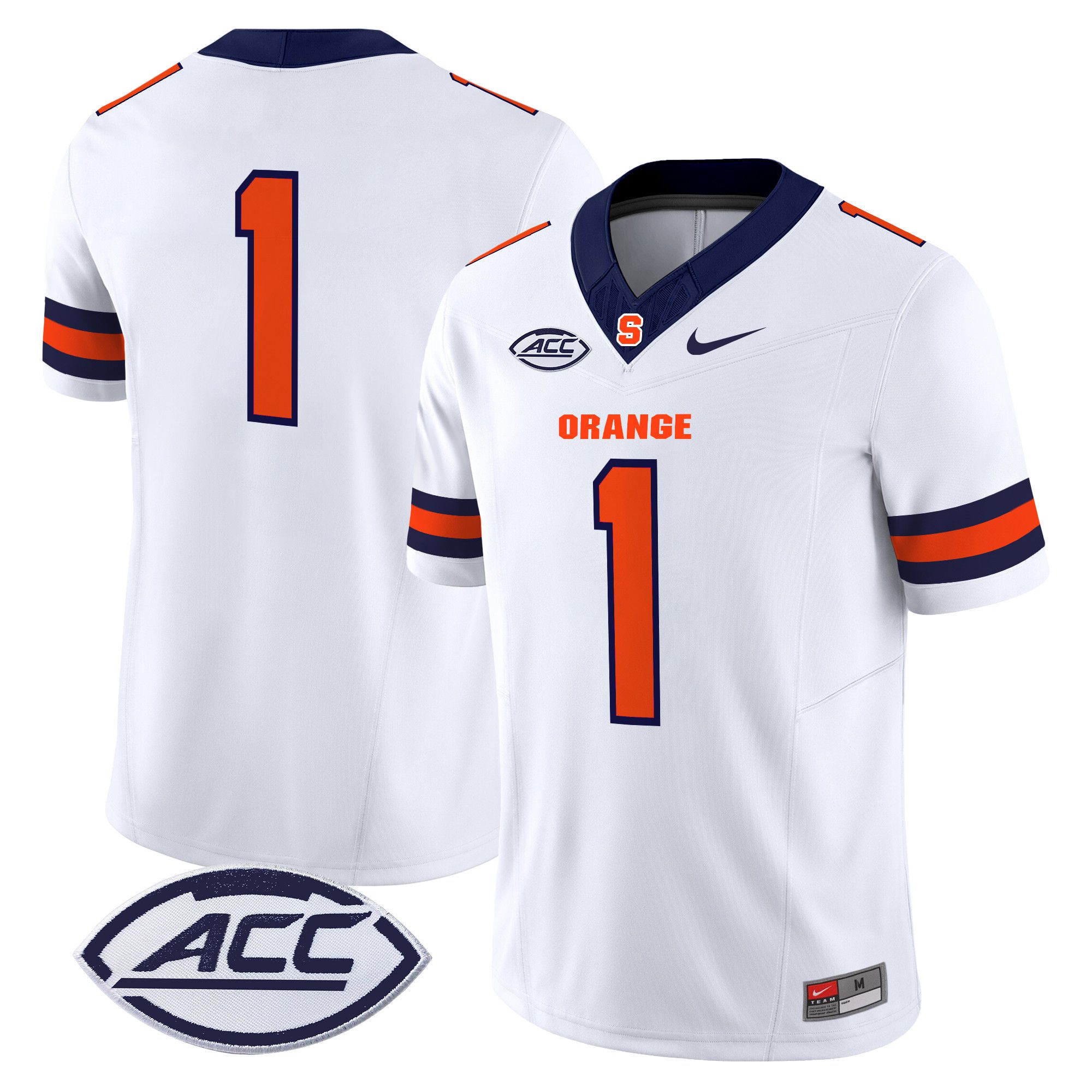 Men Syracuse Orange #1 No Name White Nike 2024 Vapor Limited NCAA Jersey